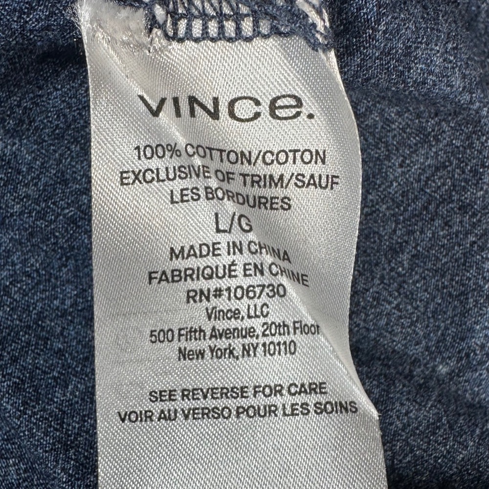 Vince Raglan Long Sleeve Baseball T-Shirt Mens Large Blue Grey Cotton M57999834 - Picture 7 of 9